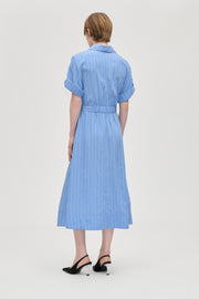 Stine Goya Folded Sleeve Chemisier Dress Beacon Stripes Embellishment