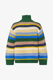 Stine Goya Handknit Turtleneck Sweater Knit Bold Multi-Stripes
