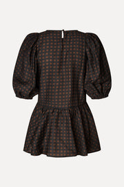 Stine Goya Puff Sleeve Peplum Top Top Morgensol Checks