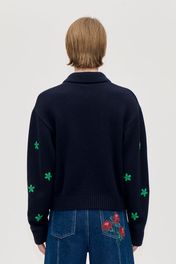 Stine Goya Relief Knit Polo Knit Relief Knitted Flowers