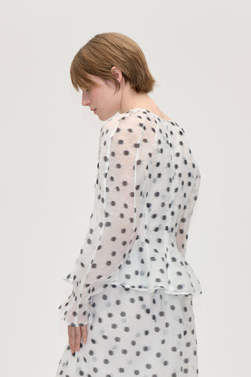 Stine Goya Sheer Peplum Top Top Flower Polka Dot